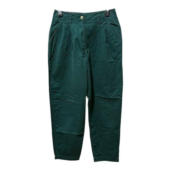 Vintage High Waist Green Pleated Tapered Pants - Picture 1 of 5